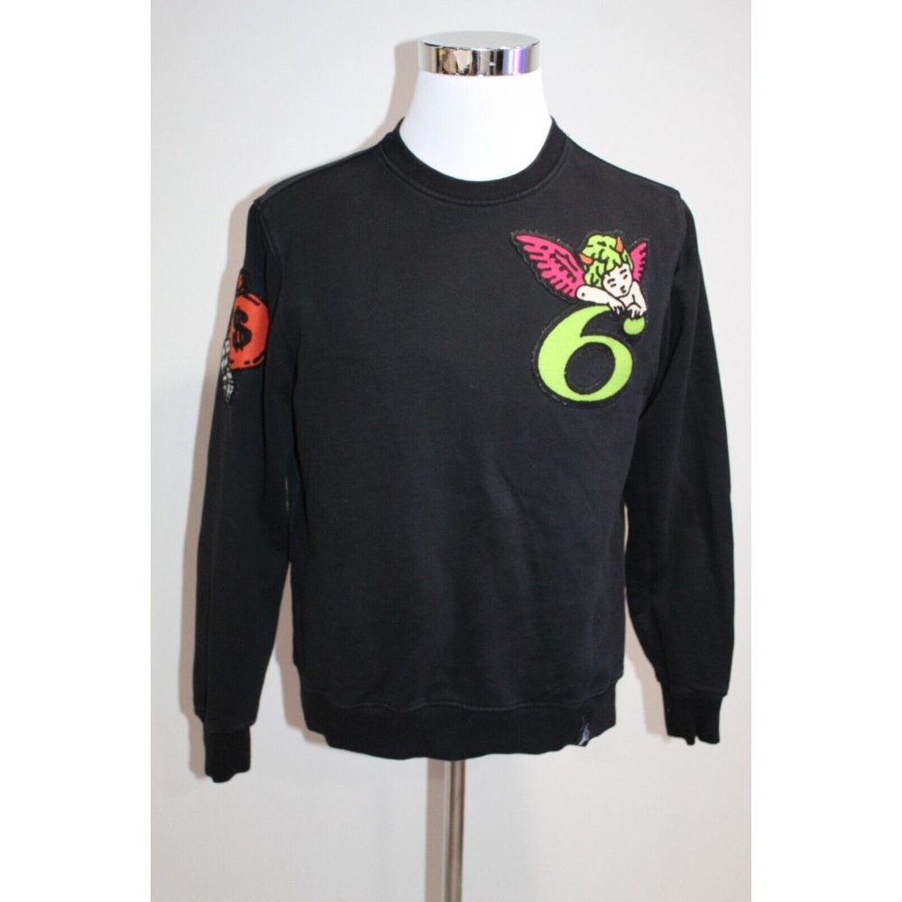 Roku Studio Angel Money Bag Evil Eye Devil  Baby Tattoo Black Sweat Shirt M